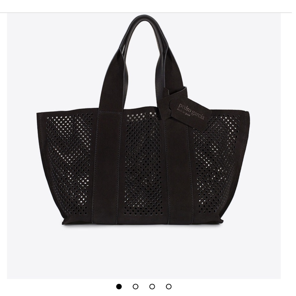 NWT PEDRO GARCIA Perfed Tote Black Suede Castoro